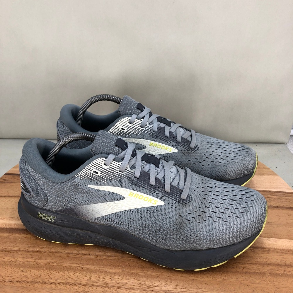 Brooks Ghost 14 Mens Running Shoes Grey Yellow Size 10 D Medium Cushioned